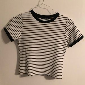 Nasty Gal Black-And-White Striped Crop Top
